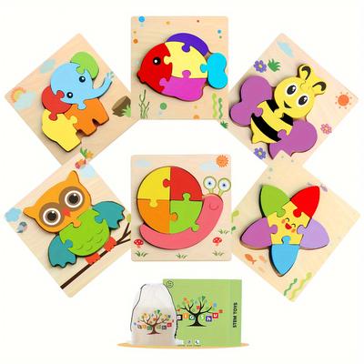 TEMU Wooden Jigsaw Toddler Toy Gifts For Boys And Girls, Animal Jigsaw Toys, Learning Educational Christmas Birthday Gifts