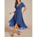 Femmes Robe maxi Robe de Cocktail Robe d'invité de mariage Robe en Chiffon Robe trapèze Élégant Formel Travail Cocktail Coupe régulière Manche Courte Col en V Noir Blanche Rose Claire Bleu Roi Été