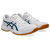 Hallenschuh ASICS "UPCOURT 6", Gr. 43,5, blau (weiß, vintage indigo), Textil, Synthetik, sportlich, Schuhe, für Hallensport