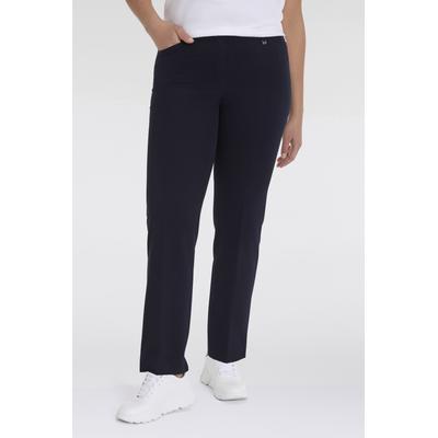 Stoffhose KJBRAND "Hose Bea in Bi-Stretch Kammgarnoptik mit Bügelfalte", Damen, Gr. 48, N-Gr, blau (marine), Web, Obermaterial: 63% Polyester, 35% Viskose, 2% Elasthan, feminin, weit, unten schmal, Hosen, ideal für kräftige Oberschenkel Image