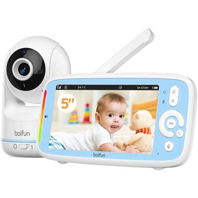 Boifun Überwachungskamera Innen 5 Zoll 720P hd ips Bildschirm ptz 360° View 3×Zoom VOX-Modus