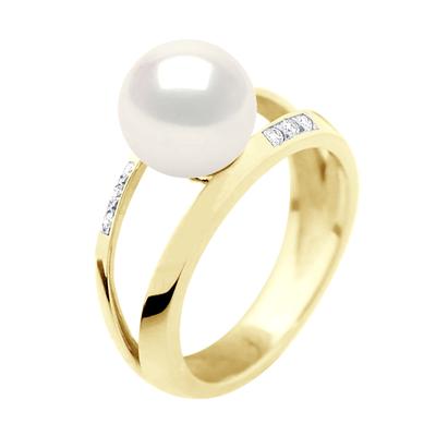 Armreif-Ring-Schmuck 0,06 cts – Gelbgold – echte Süßwasser-Zuchtperle, rund 8–9 mm Image