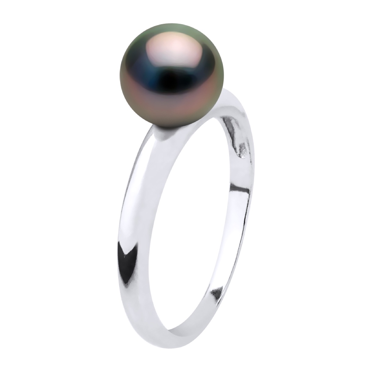 Armreif-Ring, echte Tahiti-Zuchtperle, rund, 7,5–8 mm – Weißgold