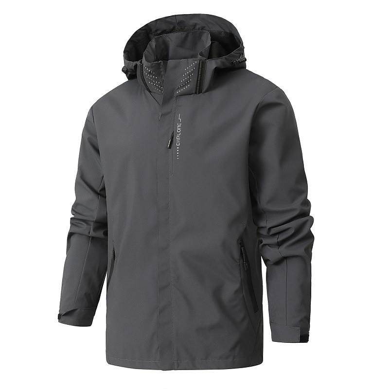 Men's Ski Jacket Spring Autumn / Fall Outdoor Waterproof Windproof Hoodie Snow Coat Ski Coat Traveling Dark Grey Black White Blue
