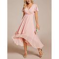 Damen Maxikleid Cocktailkleid Kleid für Hochzeitsgäste Chiffonkleid A Linie Kleid Elegant Formell Arbeit Cocktailparty Normale Passform Kurzarm V Ausschnitt Schwarz Weiß Rosa Königliches Blau Sommer