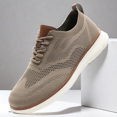 Men's Breathable Knit Sneakers - Lightweight Casual Walking Shoes with Lace-Up Design