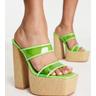 Public Desire Womens Wide Fit Carley Raffia Platforms in Green - Size UK 3 | Public Desire Sale | Discount Designer Brands