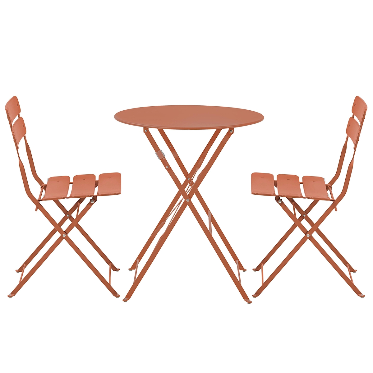 Oviala Business Runder, klappbarer Gartentisch und 2 Klappstühle Terracotta Image