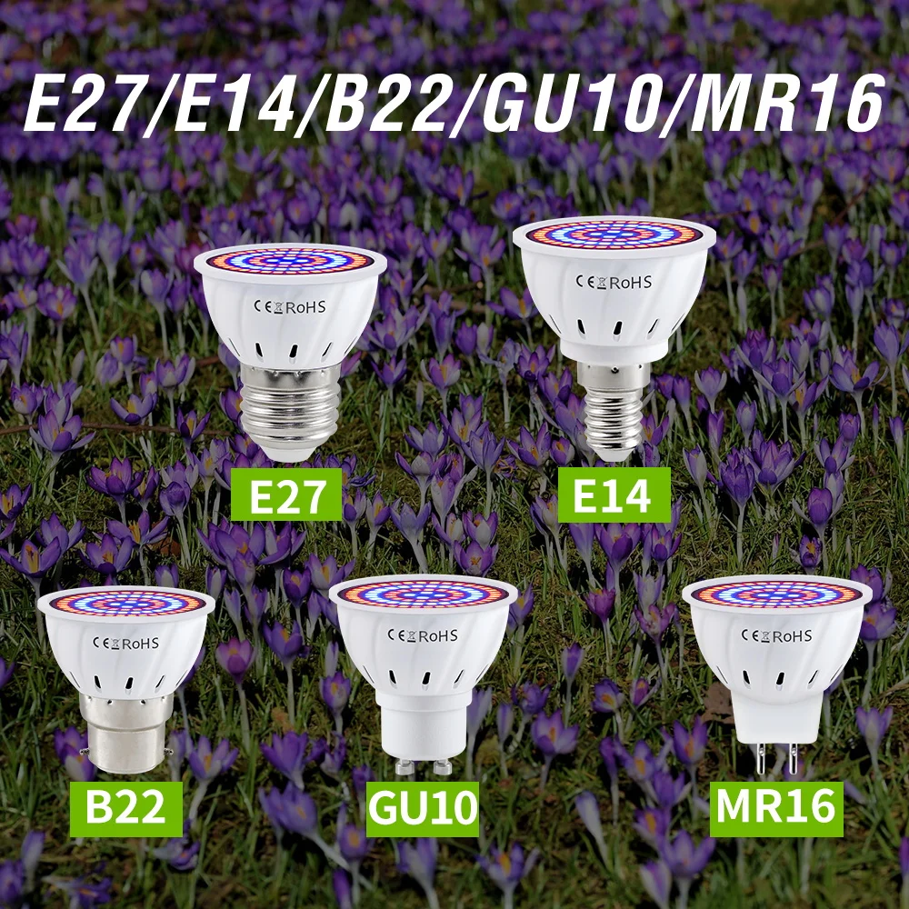 E27 LED Pflanzenwachstumslichter GU10 Vollspektrum Indoor Hydrokultur Blumensamen Gemüse Anbauslampe E14 MR16 B22 GU5.3 Glühbirne Image