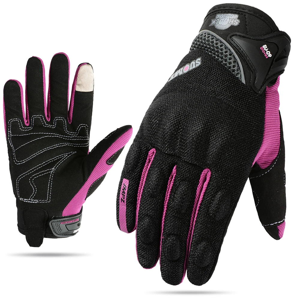 Suomy Frauen lila Motorrad handschuhe Touchscreen Voll finger Rennen/Klettern/Radfahren/Reiten Sport wind dichte Motocross-Handschuhe Image