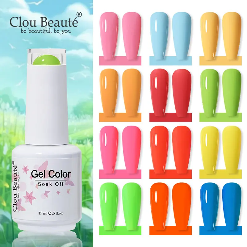 Clou Beaute Summer Bright Neon Color Gel Nagellack Gelb Grün Orange Rot Gelellack Pretty Varnis Semi Permanent für Nägel