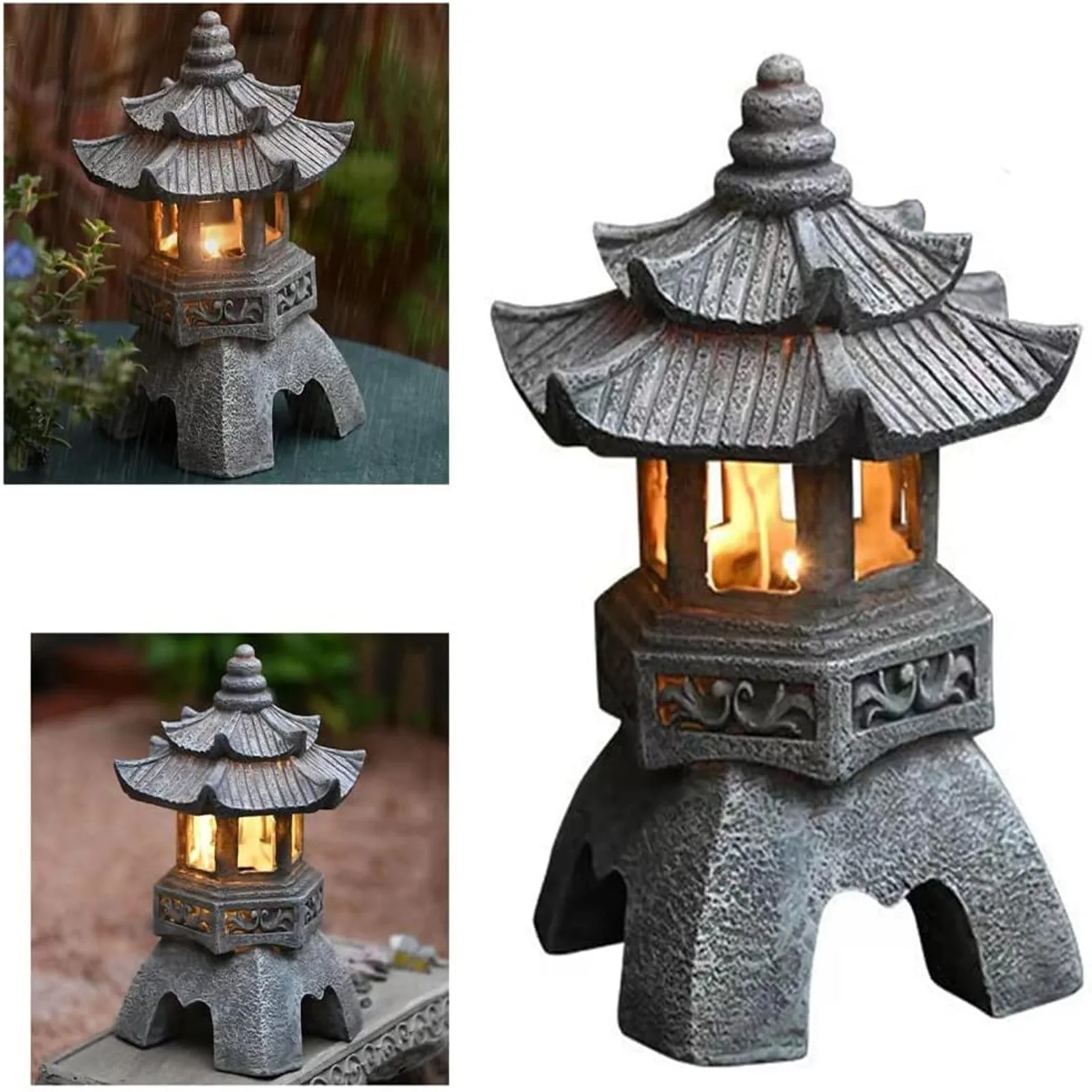 Wildoda intensifie la lumière solaire extérieure de 62 Statue, décor de jardin japonais, lanterne de jardin du Vermont, lumière LED scintillante