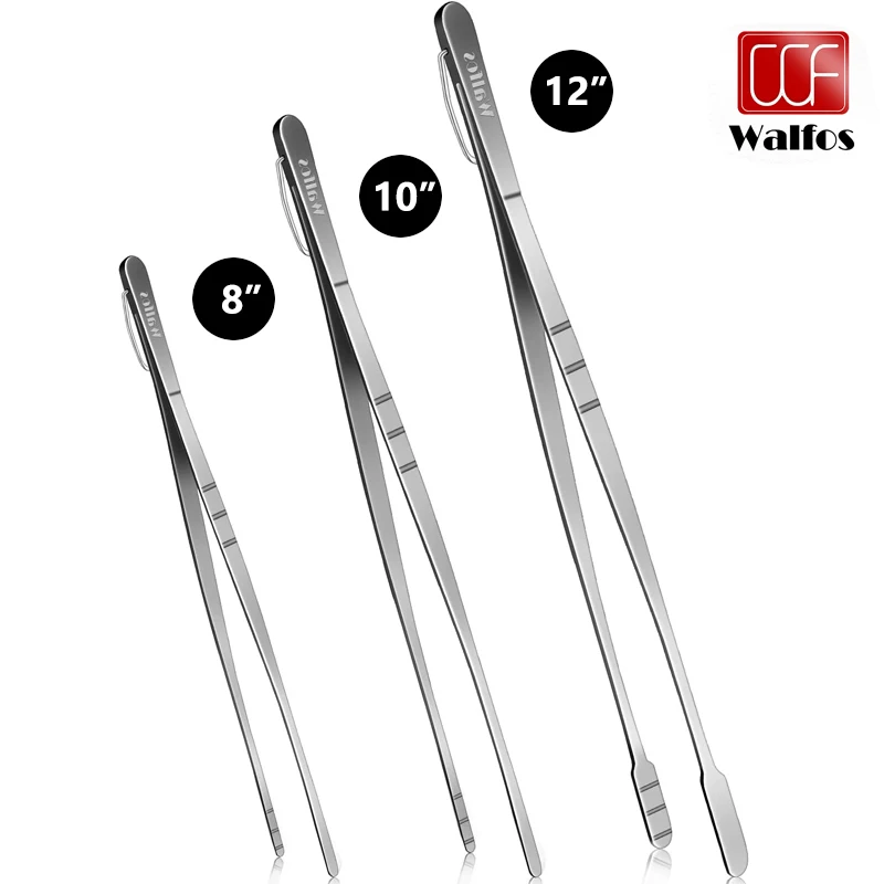 Walfos-Pinces de cuisine en acier inoxydable, 3 pièces, pour rôtir les desserts, pour la cuisine moléculaire, les spaghettis, le barbecue