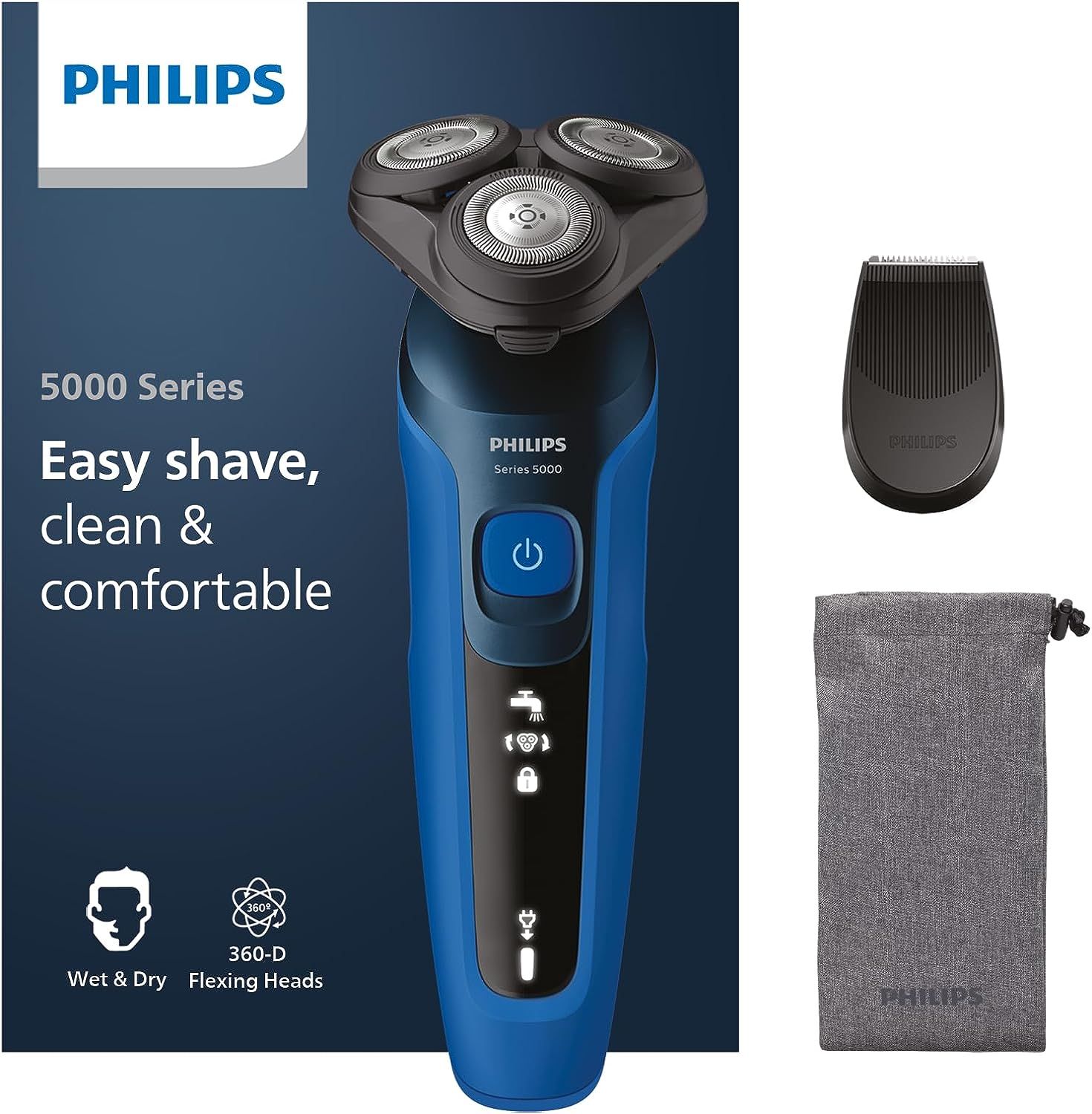 Philips Series 5000 rasoio elettrico ad umido e a secco S5466/18, rasa