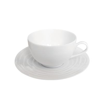 6er Set Kaffeetasse und Untertasse aus Porzellan, Weiß