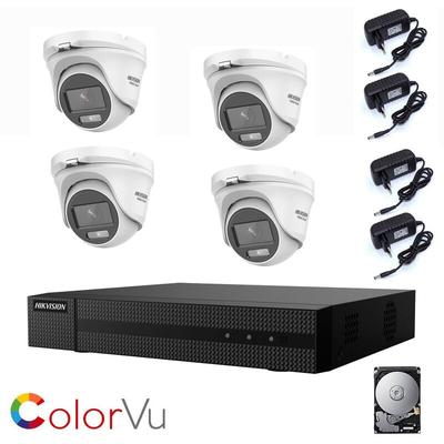 Hikvision - videoüberwachung kit 2 mpx 4 kameras ahd colourvu hd 1 tb