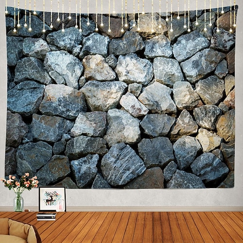 Vintage 3D großer Wandteppich Kunst Dekor Decke Vorhang Picknick Tischdecke zum Aufhängen Zuhause Schlafzimmer Wohnzimmer Wohnheim Dekoration Ziegel Stein Image