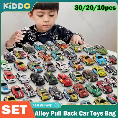Kids Alloy Pull Back Car Toys Mini City Cartoon Inertia Racing Car Model Diecast Vehicle For Boys