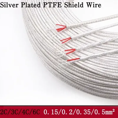 0.15~0.5mm High Purity Silver Plated OFC PTFE Shielded Wire 2 3 4 6 cores Hifi Audio DIY Amplifier