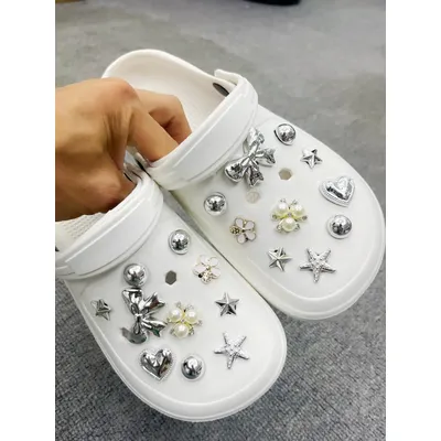 20 pieces/set garden shoes Shoe flower accessories Removable electroplated bow shoe flower, shoe