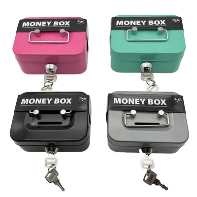 Money Safe Box Lockable Cash Box With Key,Portable Piggy Box Made Of Metal Small Security Lock Box