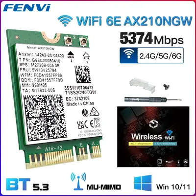 FENVI WiFi 6E Card AX210NGW 5374Mbps 2.4G/5G/6GHz M.2 Wireless Network Card For Bluetooth 5.3