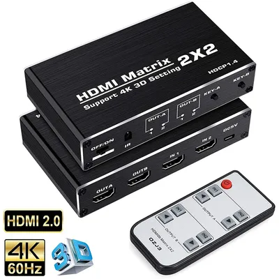 4K HDMI Matrix Switcher 2x2 1080P 3D HDMI Matrix 2 in 2 out HDMI Switch Splitter Video Matrix