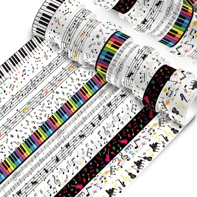 12Pcs Piano Keys Washi Tape School Supplies Masking Tape Musical Notes Cinta Adhesiva Decorativa