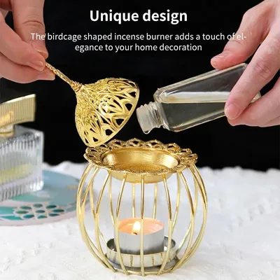 Arabian Gold Incense Burner Indoor Candles Essential Oils Aromatherapy Lamp Sandalwood Iron Incense