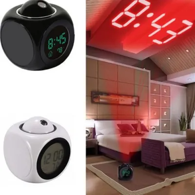 Projection Alarm Clock Ceiling Display Snooze Desk Table Clock Voice Multifunction Digital