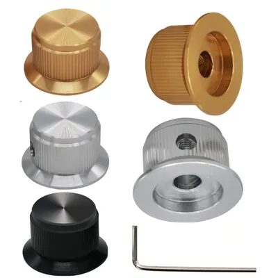 2pcs 24 x 14.5mm Aluminum Alloy Potentiometer Control Knob Volume Audio Electric Guitar Bass Screw
