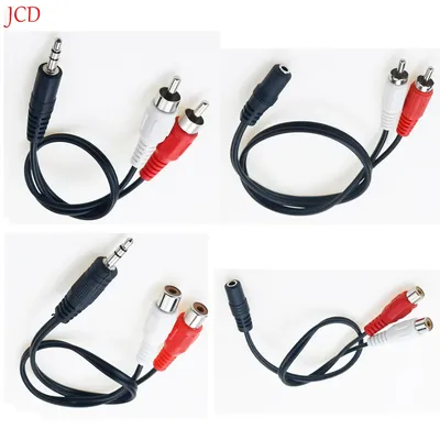 1PCS 3.5mm Jack Male Female to 2 RCA Stereo Audio Cable Converter Adapter Cord TV AV Connection Line