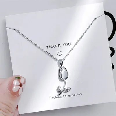 1 Pcs Luxury Cool Wind Tulip Series Gold Plated Copper Pendant With Stainless Steel Chain
