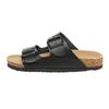 EVER AU Damen Mallard Leder Zwillingsschnallen-Sandalen - Schwarzes Leder