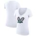 Women's G-III 4Her by Carl Banks White Philadelphia Eagles Leopard Heart Fitted V-Neck T-Shirt