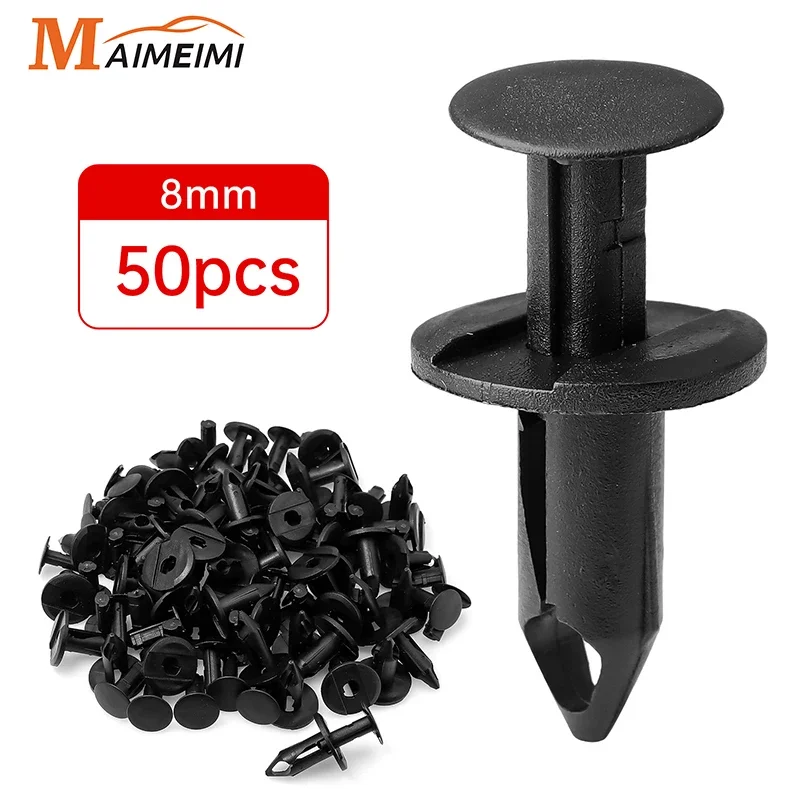 50 stücke 8mm Auto Befestigungen Nieten Clips Auto Stoßstange Tür Panel Fender Liner Clips Retainer Kunststoff Auto Befestigungen Nieten schraube Image
