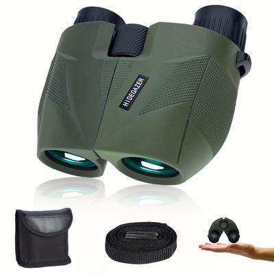 TEMU 10x25 High Powered Binoculars For Adults, 10x25 Compact Binoculars For Bird Watching - Easy Binoculars With Large Eyepiece For Hunting, Travel, Hiking And Sport Games Olive