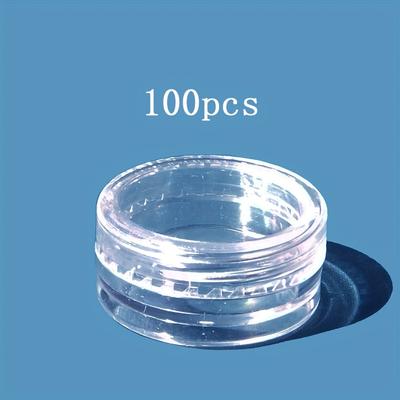 TEMU 100 Pcs, 1g Clear Ps Plastic Mini Jars, Ultra Small Pots For Cream, Eye Cream, Lip Balm, Smaller Than A Coin, Cosmetic Storage Containers