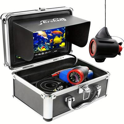 TEMU Underwater Fishing Camera 15m Infrared 7 Inch Screen Fishing Camera Double Lamp 24 Leds For Ice/sea Fishing