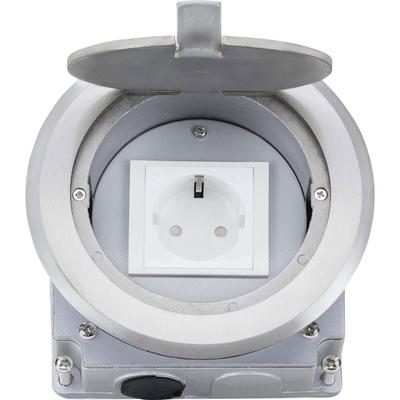 LEDmaxx 105628 1fach Fußboden-Einbausteckdose erhöhter Berührungsschutz IP20 Aluminium Image