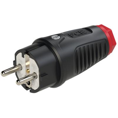0521-sr Schutzkontaktstecker Gummi, Thermoplast 250 v Schwarz, Rot IP54 - PCE Image
