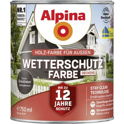 Alpina - Wetterschutzfarbe deckend 0,75 l graubraun Holzschutzfarbe Image