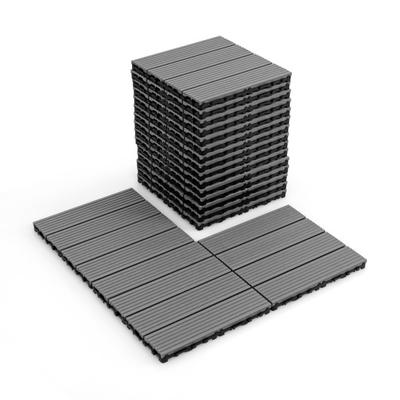 Costway 12 x 12 Inch 18 Piece All Weather Interlocking Deck Tiles for Splicing Area-Gray