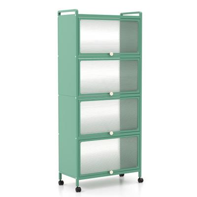 Costway 5-Tier Kitchen Baker's Rack with Flip-up PC Doors-Green