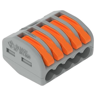 WAGO 222-415/K194-4045 Lever Wire Connector, 12 AWG Max, 5 Port, Gray,