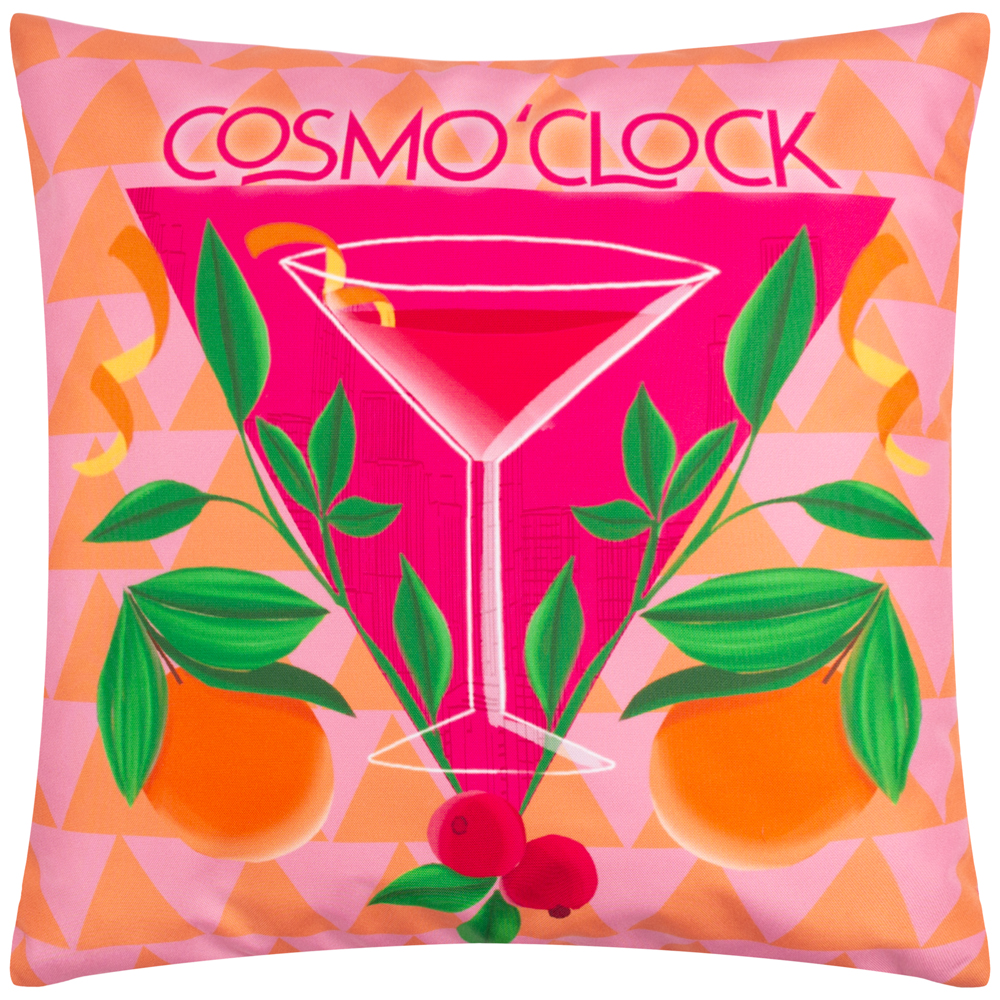 furn. Cosmo O' Clock Abstract Outdoor Cushion Cover - Pink - Size 43 cm x 43 cm | furn. Sale | Discount Designer Brands