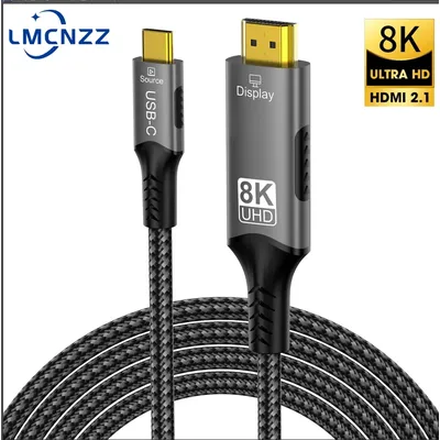 8K 4K USB C to HDMI 2.1Cable Adapter 8K 60Hz USB Type C to HDMI Cable Thunderbolt 3 Compatible with