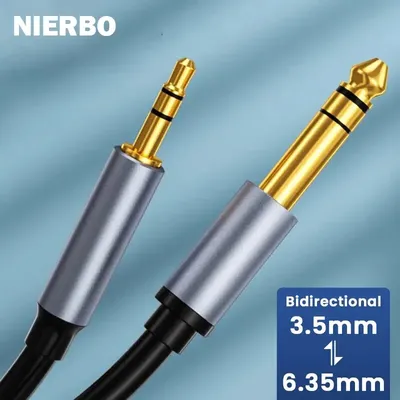 NIERBO6.35mm 1/4" Male to 3.5mm 1/8" Male TRS Bidirectional Stereo Audio Cable Jack 4FT for Guitar IPodLaptop Speaker Amplifiers