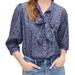 J. Crew Tops | J.Crew X Liberty Fabric Tie Neck Long-Sleeve Blouse In "Colombo Chambray" Medium | Color: Blue/Purple | Size: M