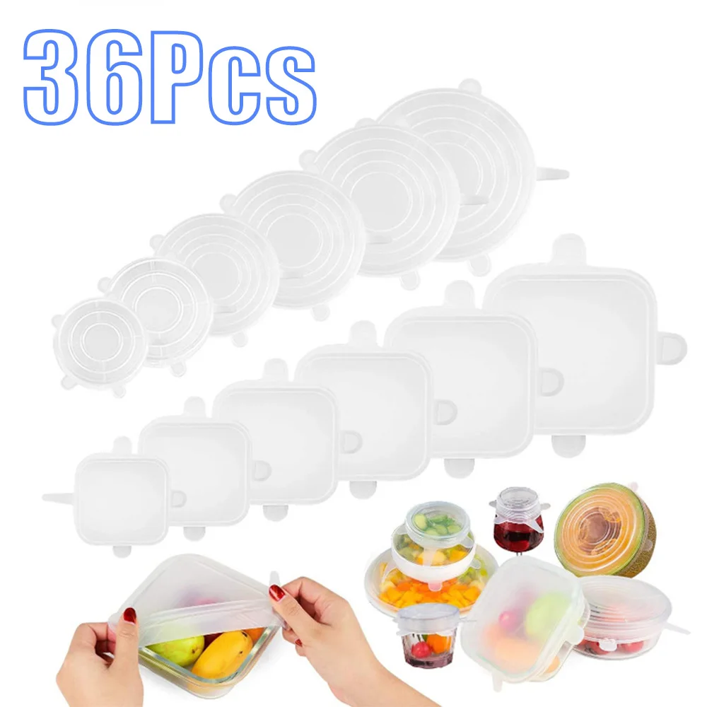 Couvercle en silicone réutilisable pour la conservation des aliments, bol scellable, conservation des aliments, cuisine, réfrigérateur, fournitures de stockage, 6-36 pièces